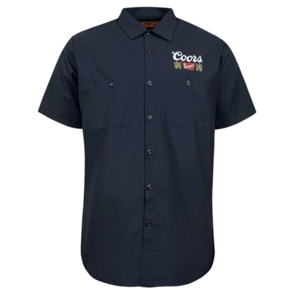 Red Kap Coors Banquet Work Shirt Mens Medium Navy Beer Uniform Button Front